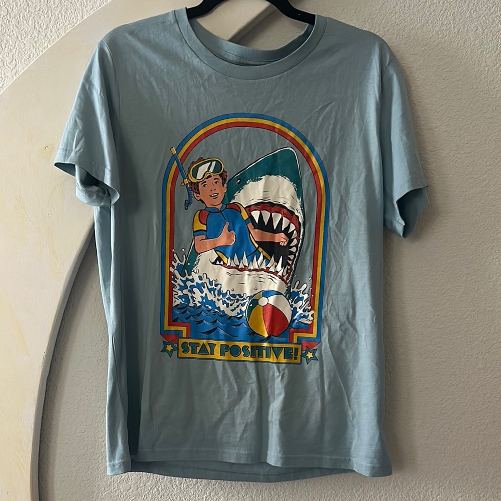 Stay Positive Graphic Tee - Light Blue Women’s Top